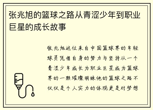 张兆旭的篮球之路从青涩少年到职业巨星的成长故事